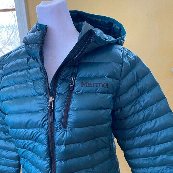Marmot Women's Echo Featherless Long Teal Puffer Jacket Smalll - Picture 3 of 11
